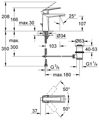 Grohe Lavabo Bataryası Allure Brilliant M-Boyut Krom - 23029000 - Thumbnail