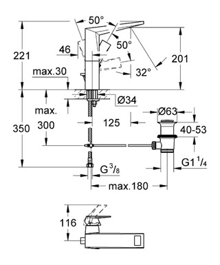 Grohe Lavabo Bataryası Allure Brilliant L-Boyut Krom - 23109000 - Thumbnail