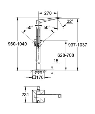 Grohe Allure Brilliant Yerden Küvet Bataryası - 23119000 - Thumbnail