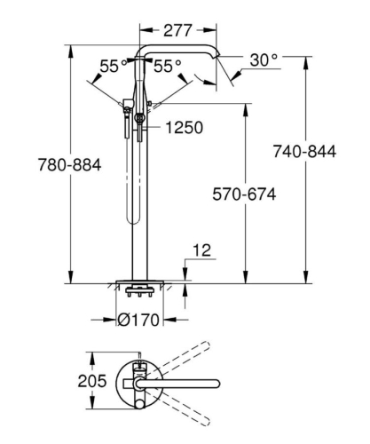 Grohe Essence Yerden Küvet Bataryası - 23491001 - Thumbnail