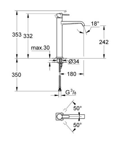 Grohe Allure Single Tek Kumandalı Çanak Lavabo Bataryası - 23403000 - Thumbnail