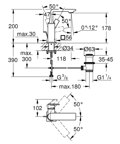 Grohe Lavabo Bataryası Allure M Boyut Krom - 32757001 - Thumbnail