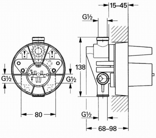 Grohe Ankastre Banyo Duş Bataryası İç Gövde - 33961000 - Thumbnail