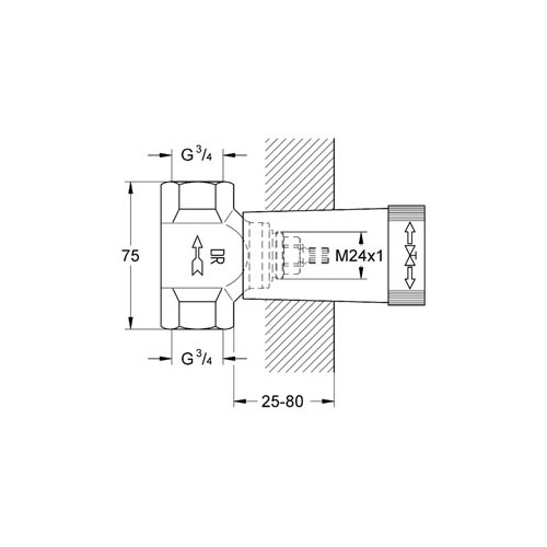 Grohe Ankastre Stop Valf İçin İç Gövde 3 4