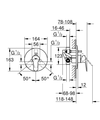 Grohe Bauedge Ankastre Banyo ve Duş Bataryası 29079000 - Thumbnail