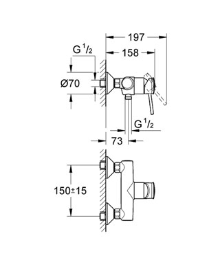 Grohe Bauclassic Duş Bataryası - 32867000 - Thumbnail