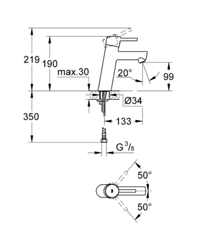 Grohe Lavabo Bataryası Concetto M-Boyut Krom - 23451001 - Thumbnail