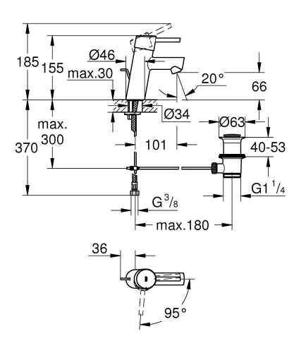 Grohe Lavabo Bataryası Concetto S-Boyut Krom - 2338010E - Thumbnail