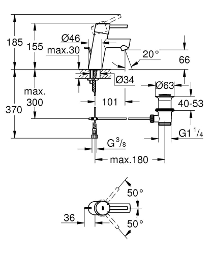 Grohe Lavabo Bataryası Concetto S-Boyut Krom - 3220410E - Thumbnail