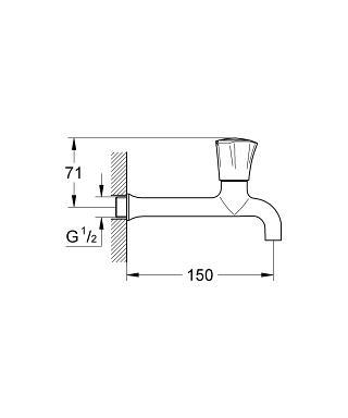 Grohe Costa L Duvardan Tek Musluk Uzun 150 mm - 30064001 - Thumbnail