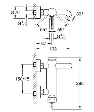 Grohe Essence Banyo Bataryası Brushed Cool Sunrıse - 33624GN1 - Thumbnail