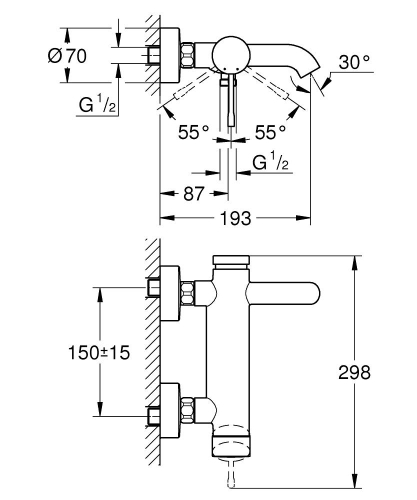 Grohe Essence Banyo Bataryası Cool Sunrise - 33624GL1 - Thumbnail