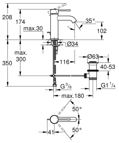 Grohe Lavabo Bataryası Essence S-Boyut Cool Sunrise - 23589GL1 - Thumbnail