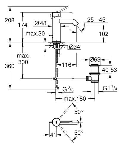 Grohe Lavabo Bataryası Essence S-Boyut Krom - 23589001 - Thumbnail