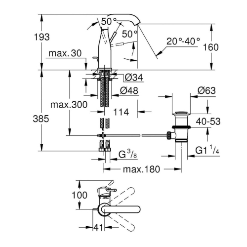 Grohe Essence Tek kollu Lavabo Bataryası 1/2