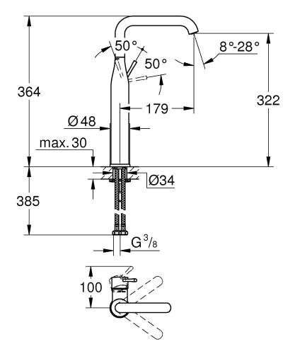 Grohe Essence Tek Kumandalı Lavabo Bataryası Xl-Boyut Warm Sunset - 32901DA1 - Thumbnail