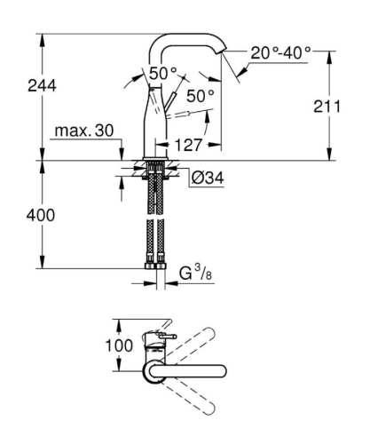 Grohe Lavabo Bataryası Essence L-Boyut Krom - 23541001 - Thumbnail