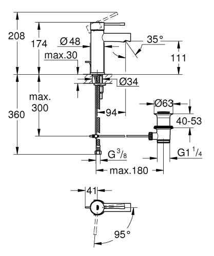 Grohe Lavabo Bataryası Essence S-Boyut Krom - 23379001 - Thumbnail