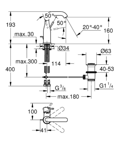 Grohe Lavabo Bataryası Essence M-Boyut Krom - 23462001 - Thumbnail