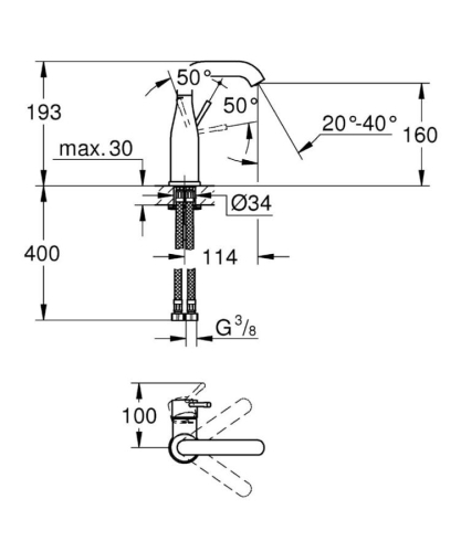 Grohe Lavabo Bataryası Essence M-Boyut Krom - 23463001 - Thumbnail