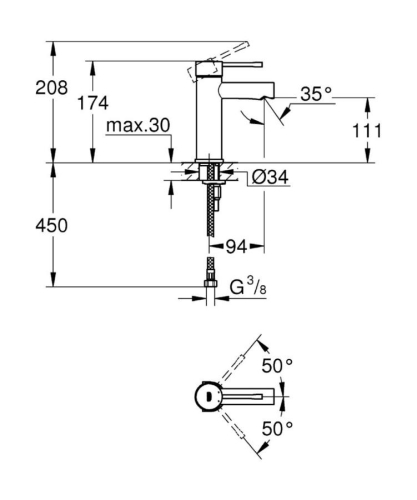 Grohe Lavabo Bataryası Essence S-Boyut Krom - 34294001 - Thumbnail