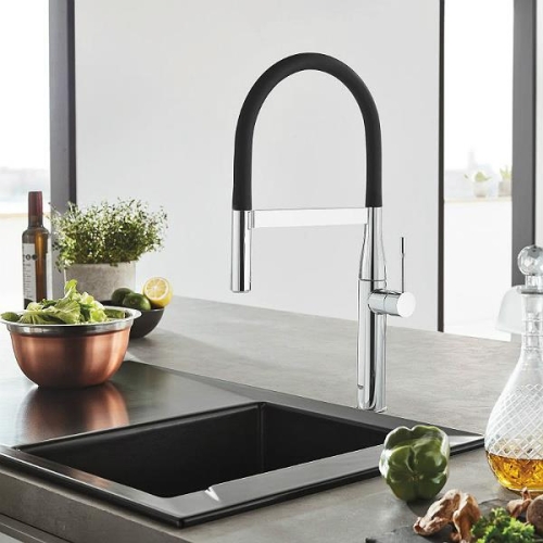 Grohe Eviye Bataryası Spiralli 2 Fonk Essence Krom/Siyah-30294000 - Thumbnail