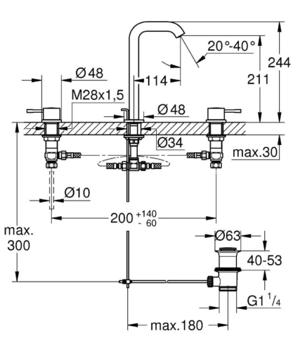 Grohe Essence 3 Delikli Lavabo Bataryası - 20299001 - Thumbnail