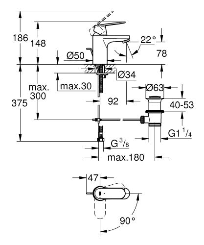 Grohe Lavabo Bataryası Eurosmart Cosmo S-Boyut Krom - 2337700E - Thumbnail