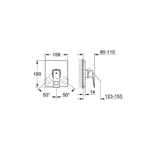 Grohe Eurocube Ankastre Duş Bataryası - 19898000 - Thumbnail