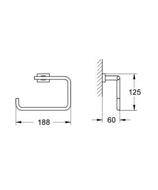 Grohe Eurocube Halka Yuvarlak Havluluk - 40510001 - Thumbnail