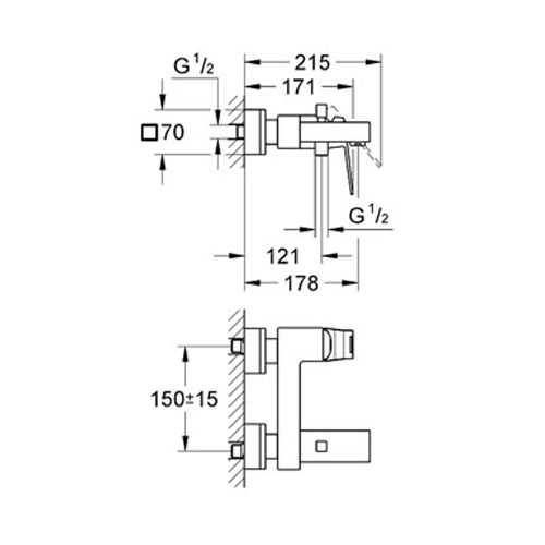 Grohe Eurocube Tek Kumandalı Banyo Bataryası - 23140000 - Thumbnail