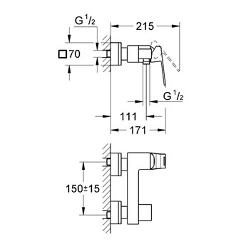 Grohe Eurocube Tek Kumandalı Duş Bataryası - 23145000 - Thumbnail