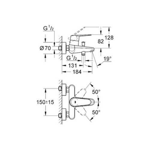 Grohe Eurodisc Cosmopolitan Tek Kumandalı Banyo Bataryası - 33390002 - Thumbnail