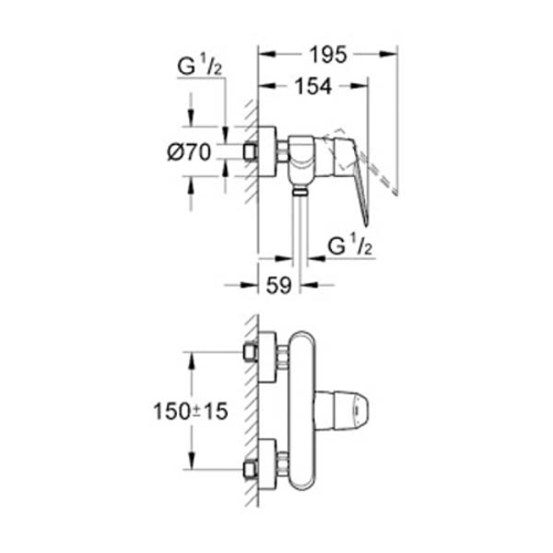 Grohe Eurodisc Cosmopolitan Tek Kumandalı Duş Bataryası - 33569002 - Thumbnail