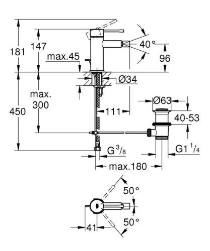 Grohe Essence New Tek Kumandalı Bide Bataryası S-Boyut - 32935001 - Thumbnail