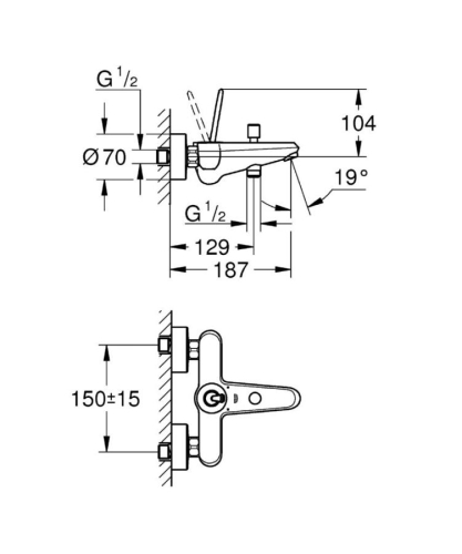 Grohe Eurodisc Joy Tek Kumandalı Banyo Bataryası - 23431LS0 - Thumbnail