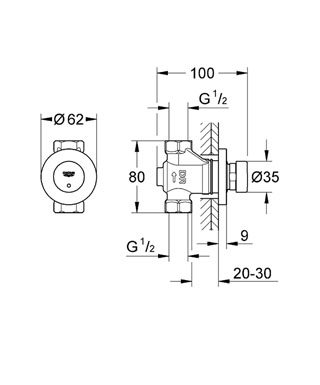 Grohe Euroeco Cosmopolitan T Zaman Ayarlı Ankastre Duş Valfi - 36268000 - Thumbnail