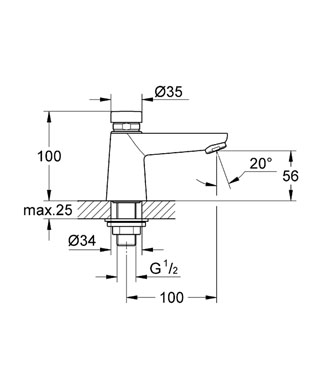 Grohe Zaman Ayarlı Lavabo Batarya Euroeco Cosmopolitan 36265000 - Thumbnail