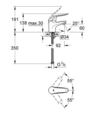 Grohe Lavabo Bataryası Engelli Kullanımına Uygun Krom - 32762000 - Thumbnail