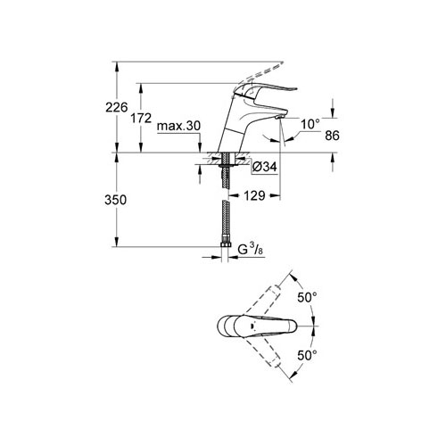 Grohe Lavabo Bataryası Engelli Kullanımına Uygun Krom - 32765000 - Thumbnail