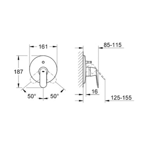 Grohe Eurosmart Cosmo Ankastre Banyo Duş Bataryası - 19382000 - Thumbnail