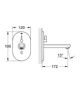 Grohe Fotoselli Lavabo Bataryası Duvardan Ank.Elektrikli - 36315000 - Thumbnail