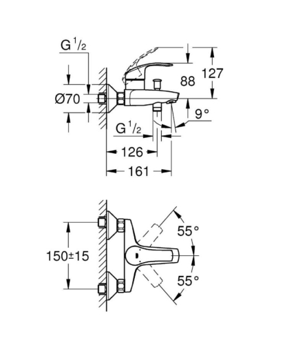 Grohe Eurosmart Tek Kumandalı Banyo Bataryası - 33300002 - Thumbnail