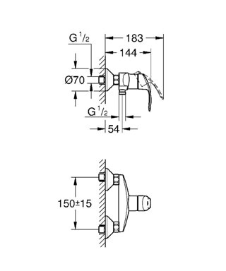 Grohe Eurosmart Tek Kumandalı Duş Bataryası - 33555002 - Thumbnail