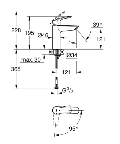 Grohe Eurosmart Tek Kumandalı Lavabo Bataryası M-Boyut Krom – 2339530E - Thumbnail