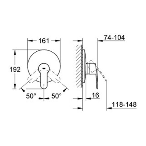 Grohe Eurostyle Cosmopolitan Ankastre Duş Bataryası - 19507002 - Thumbnail