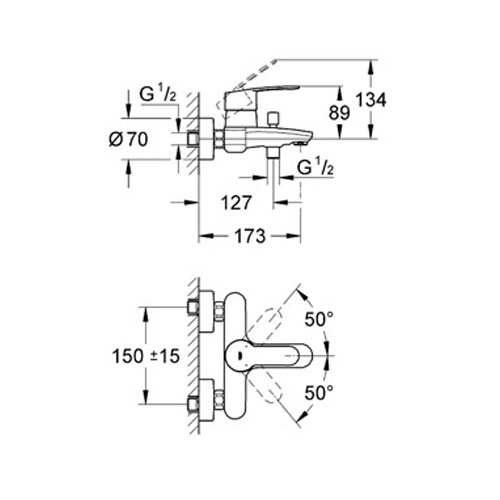 Grohe Eurostyle Cosmopolitan Tek Kumandalı Banyo Bataryası - 33591002 - Thumbnail