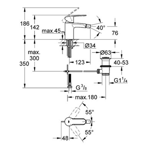 Grohe Eurostyle Cosmopolitan Tek Kumandalı Bide Bataryası - 33565002 - Thumbnail