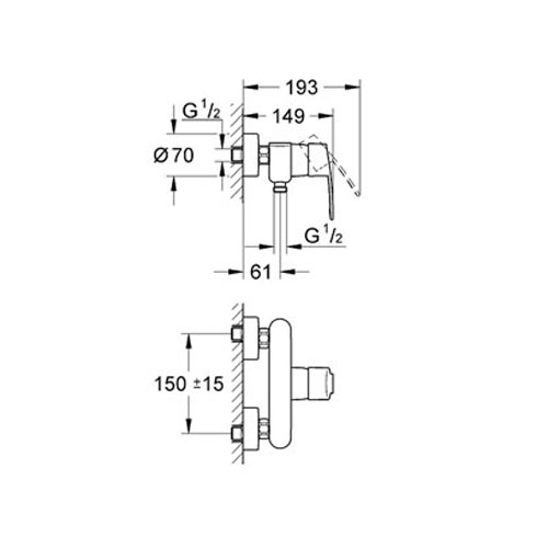 Grohe Eurostyle Cosmopolitan Tek Kumandalı Duş Bataryası - 33590002 - Thumbnail