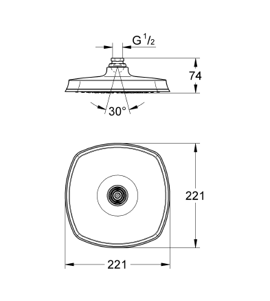 Grohe Tepe Duşu Tek Akış Grandera 22x22 cm Krom/Altın - 27974IG0 - Thumbnail